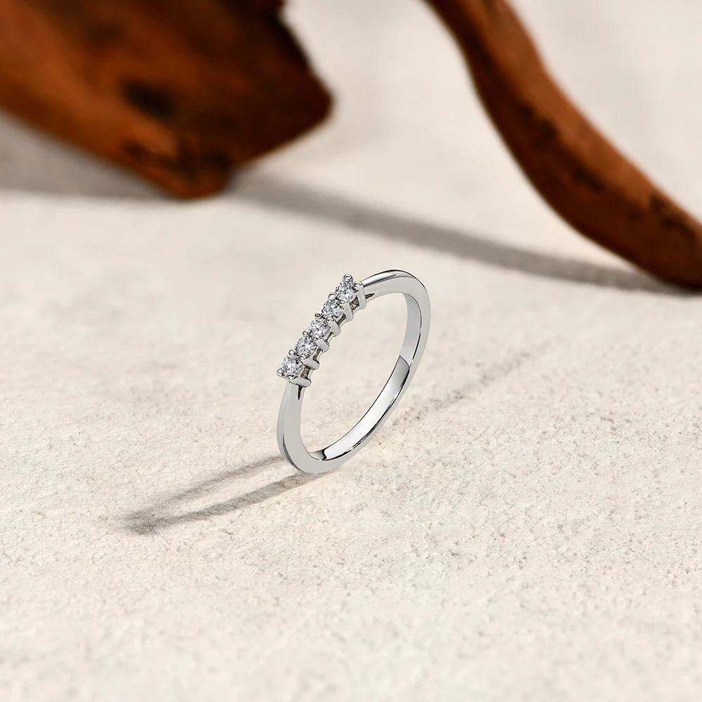 18K Gold Plated 925 Sterling Silver 2mm D Color Moissanite Stackable Wedding Band