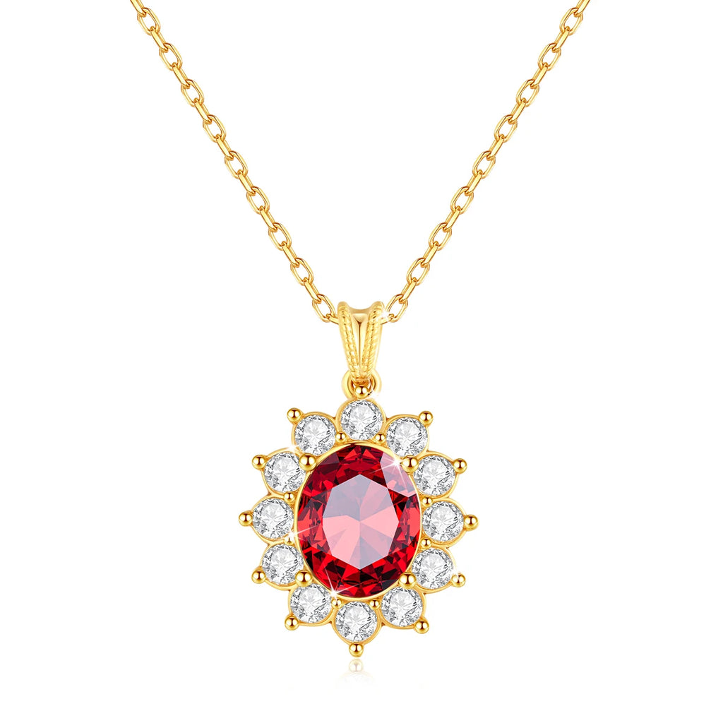 Szjinao Elegant Oval-Cut Synthetic Sapphire Pendant Necklace – 18K Gold Women’s Jewelry