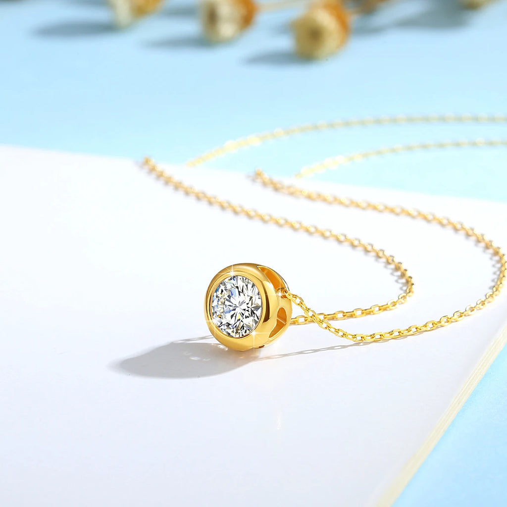 Golden Luxe 0.5ct Moissanite Necklace – 18K Yellow Gold Solitaire Pendant, Certified Authentic