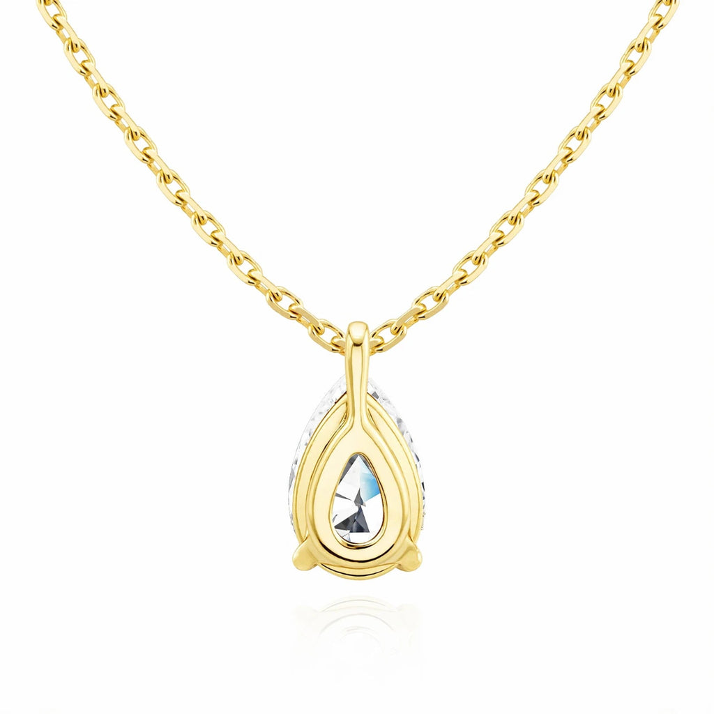 Szjinao Pear Cut 14K Gold Moissanite Necklace – Waterdrop Pendant for Wedding & Party Jewelry