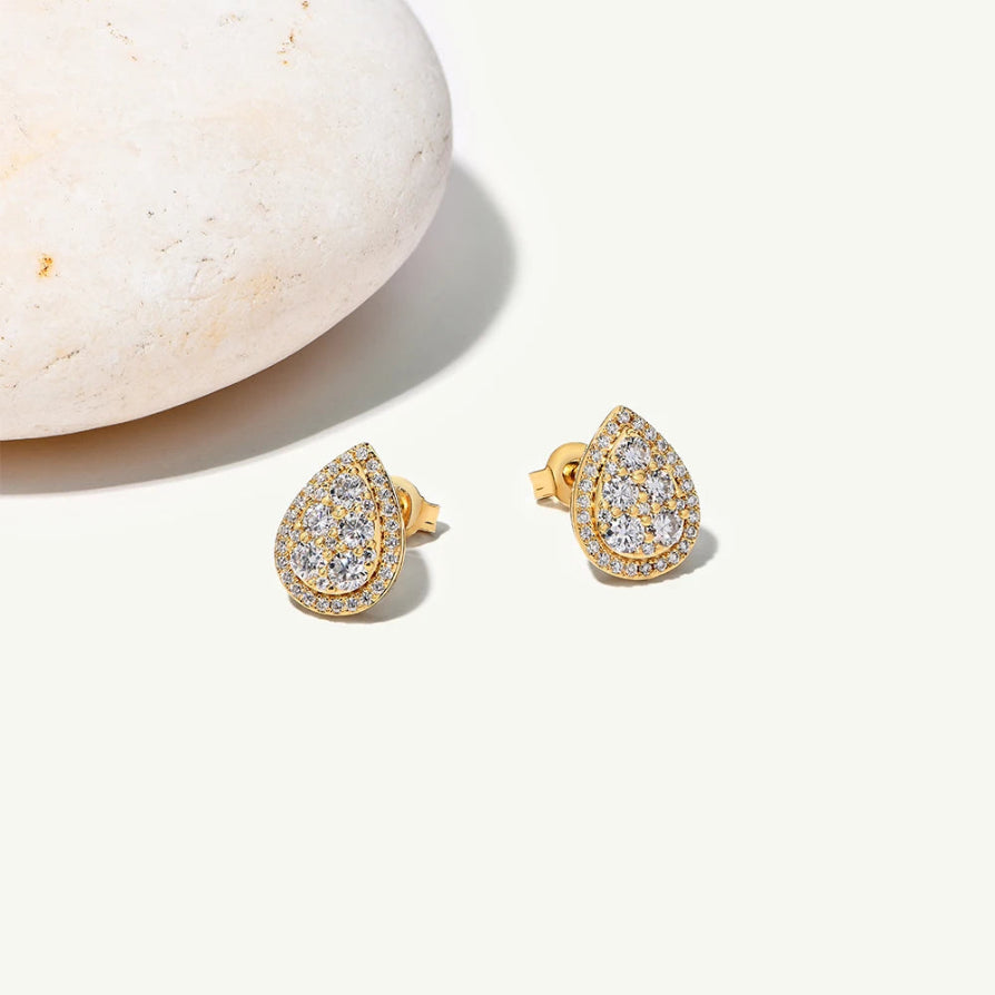 Women’s Teardrop Moissanite Stud Earrings 925 Sterling Silver Gold Plated Wedding Party Jewelry