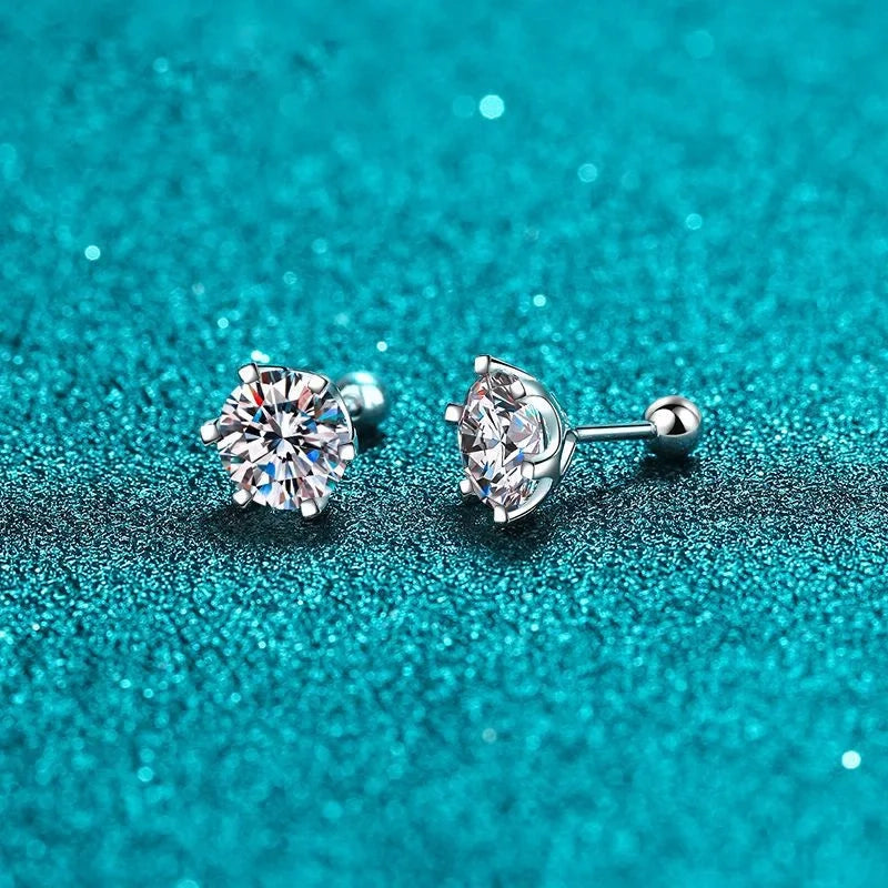 Women Moissanite Stud Earrings 2 to 4 Carat Brilliant Cut 14K White Gold Platinum Wedding Gift