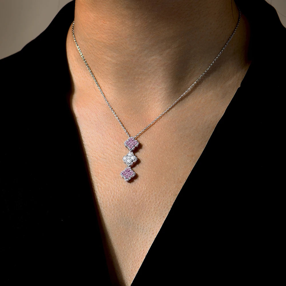 Women’s Moissanite Pendant Necklace Sterling Silver Flower Design Wedding Accessory