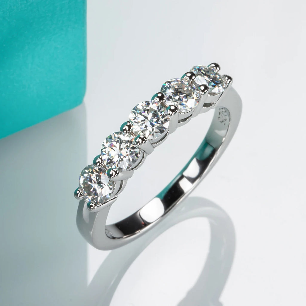 18K Gold Plated 925 Sterling Silver 4mm D Color Moissanite Eternity Wedding Band