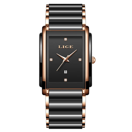 LIGE Fashion Elegant Watch for Women Japanese Movement Ceramics Strap Luxury Ladies Bracelet Quartz Watches Gifts Reloj Mujer - RoyElite