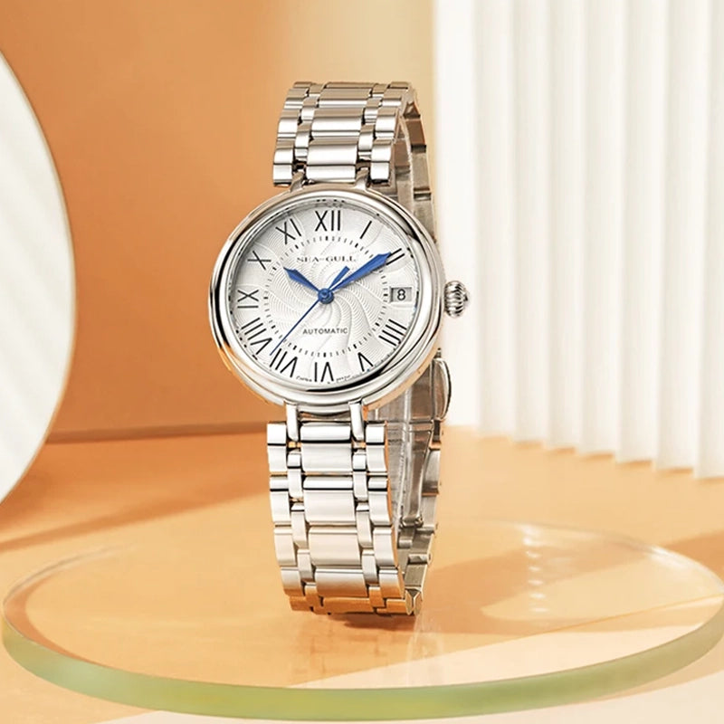 Ultra-Thin Automatic Mechanical Watch for Women – Roman Dial, Sapphire Glass, Holiday-Inspired Design