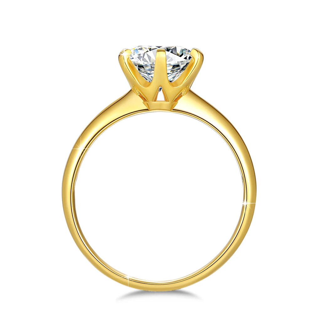 18K Gold Moissanite Engagement Ring Women 1 to 2 Carat Round Cut Diamond Wedding Jewelry