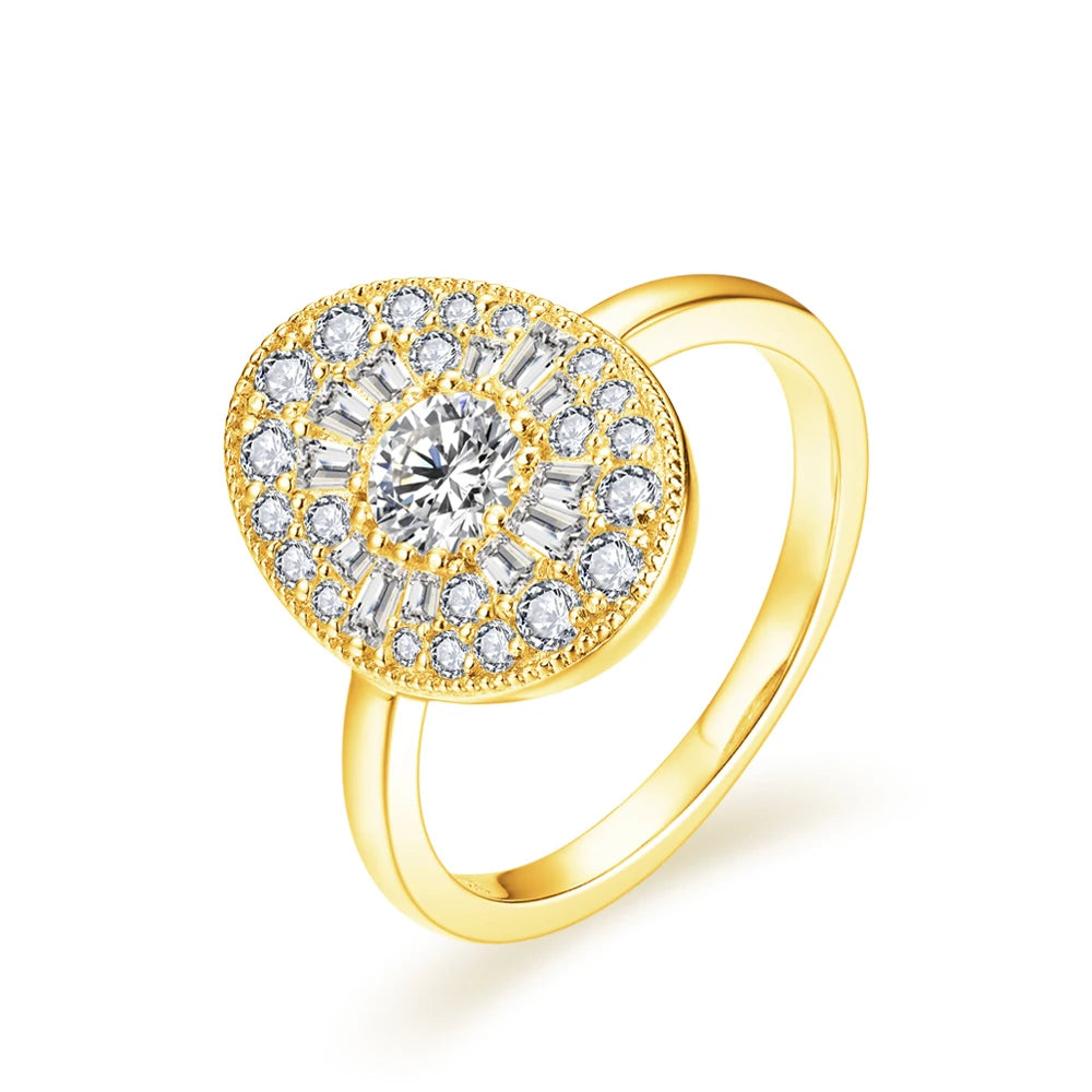 Women’s Round Moissanite Engagement Ring D Color VVS1 925 Sterling Silver White Gold Plated