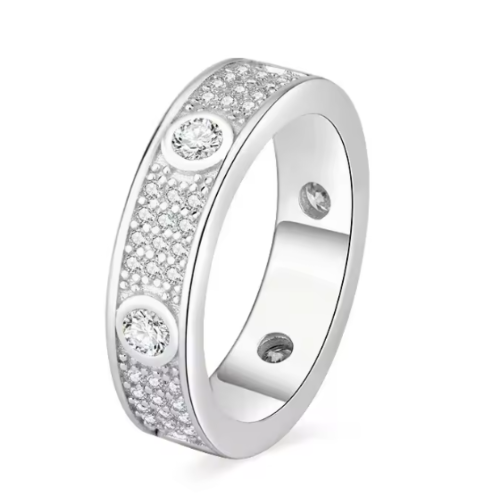 Eternity Moissanite Wedding Band 2mm White Gold Plated 925 Sterling Silver Engagement Ring