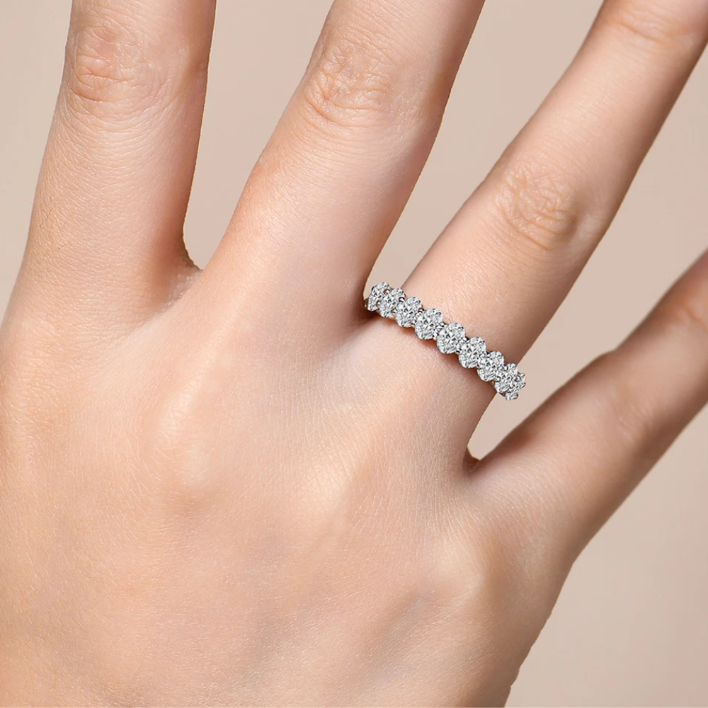 Women’s Oval Cut Moissanite Ring 1.8CT D Color 925 Sterling Silver 18K Gold Plated Band