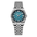 Reloj Calma con esfera azul y brazalete de acero, vista frontal