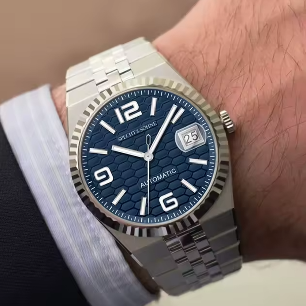 Reloj automático, caja en oro rosa, cristal de zafiro, movimiento japonés 8215 — RoyElite