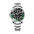 GMT automatic watch, black and green bezel, steel bracelet — RoyElite