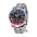 GMT automatic watch, blue and red bezel, steel bracelet — RoyElite
