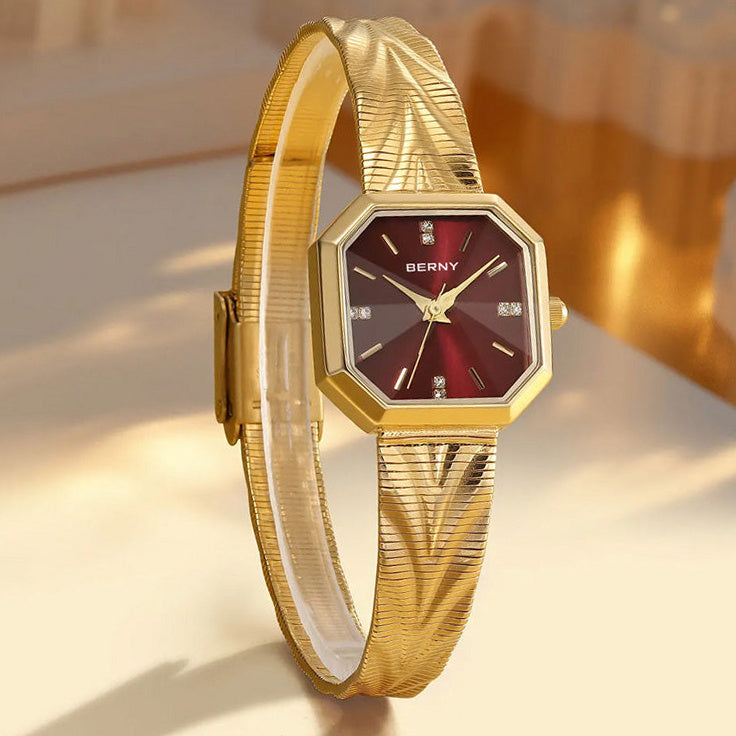 BERNY Octagonal Quartz Watch — Gold-Tone Bracelet