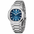 Reloj automático con esfera azul y brazalete de acero plateado