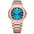 Reloj automático con esfera azul y brazalete de acero en tono oro rosa